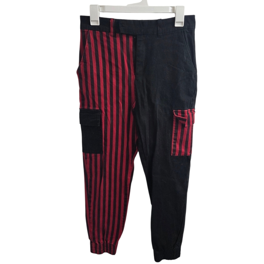 Hot Topic Black and Red Striped Jogger Pants Size Medium